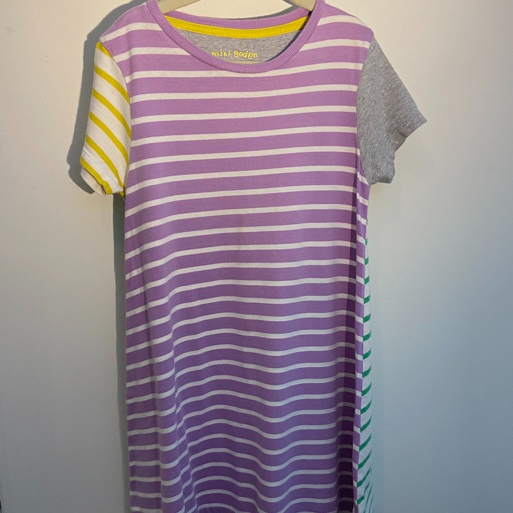 Mini Boden Patchwork Stripe S/S Dress - Size 7/8
